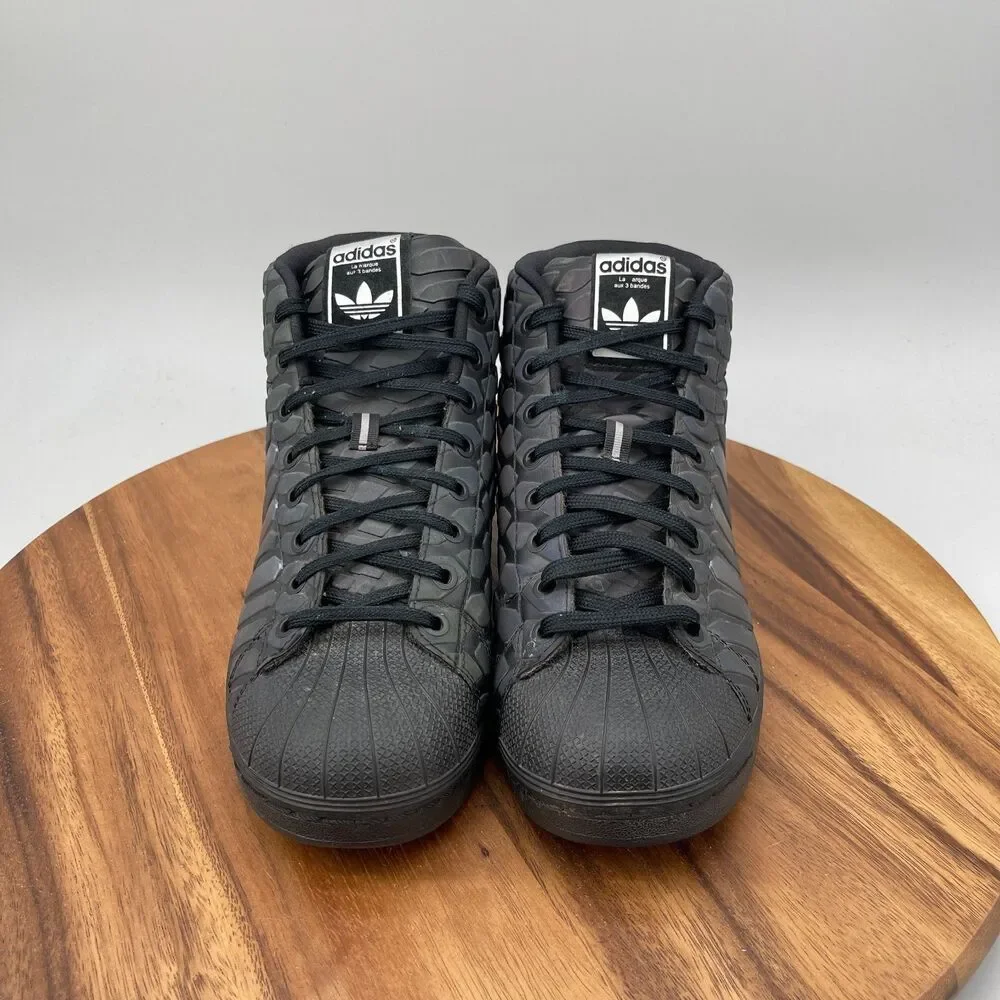 Adidas Pro Model Xeno Mid Shoes Mens Size 9 Black Reflective Snake Sneakers